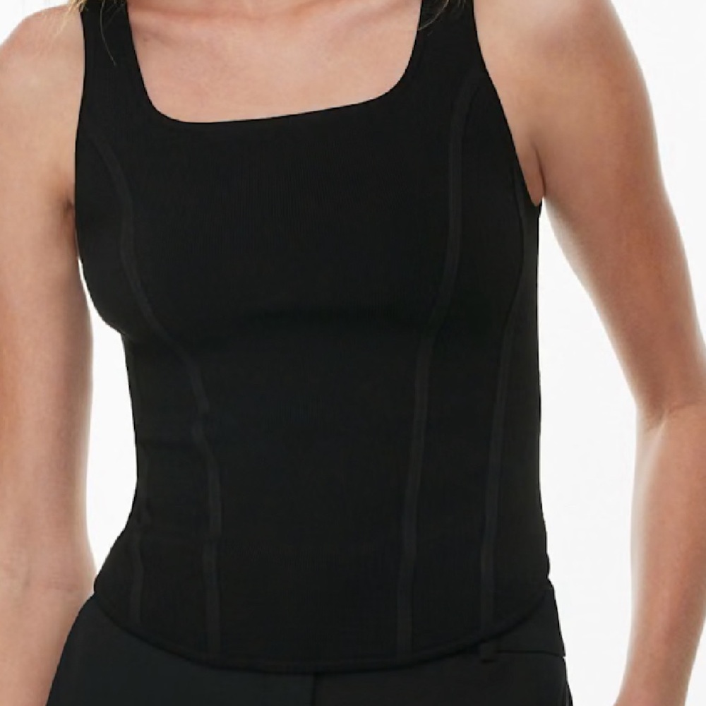 Aritzia Babaton Sculpt Black Knit Bustier Waist Tank- small